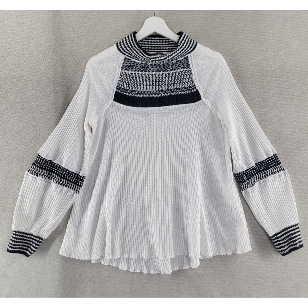 Free People Top Snow Day Thermal Relaxed Mock Neck Boho Tunic Womens Small